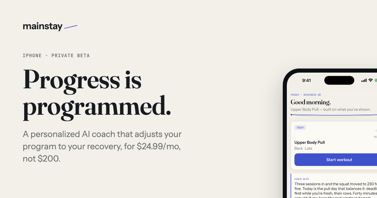 I spent 6 months building an AI strength coach for myself — 78 TestFlight builds, all dogfooded on